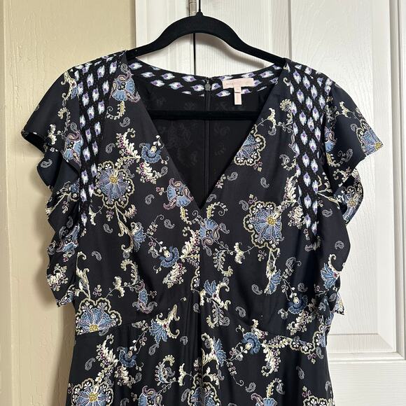 Rebecca Taylor Silk Black Paisley Ruffle Flutter Sleeve‎ Dress 10 - Picture 8 of 9
